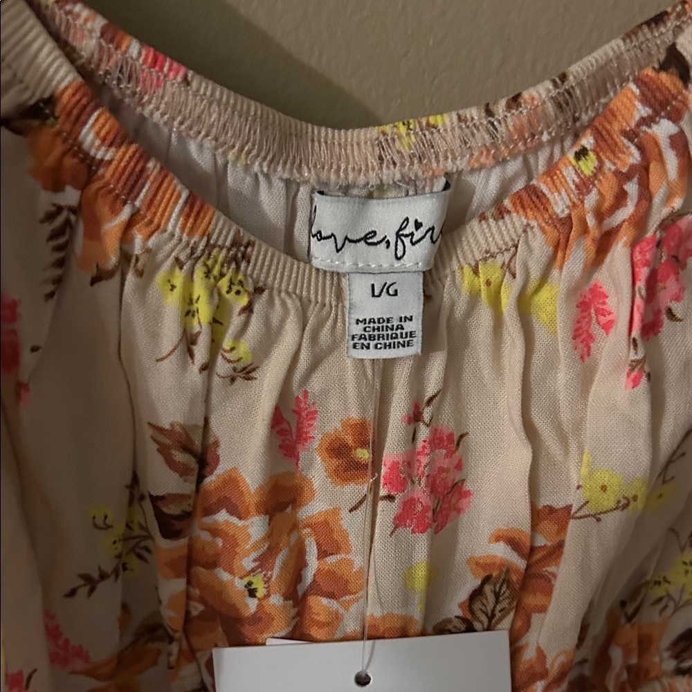 Free People Floral Beige and Pink Blouse - Picture 4 of 4